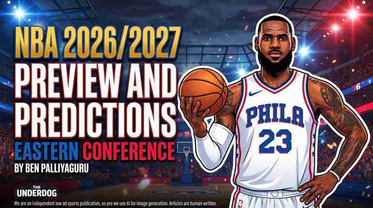 LeBron James in a Philadelphia 76ers jersey ahead of the 2026/27 NBA Eastern Conference season
